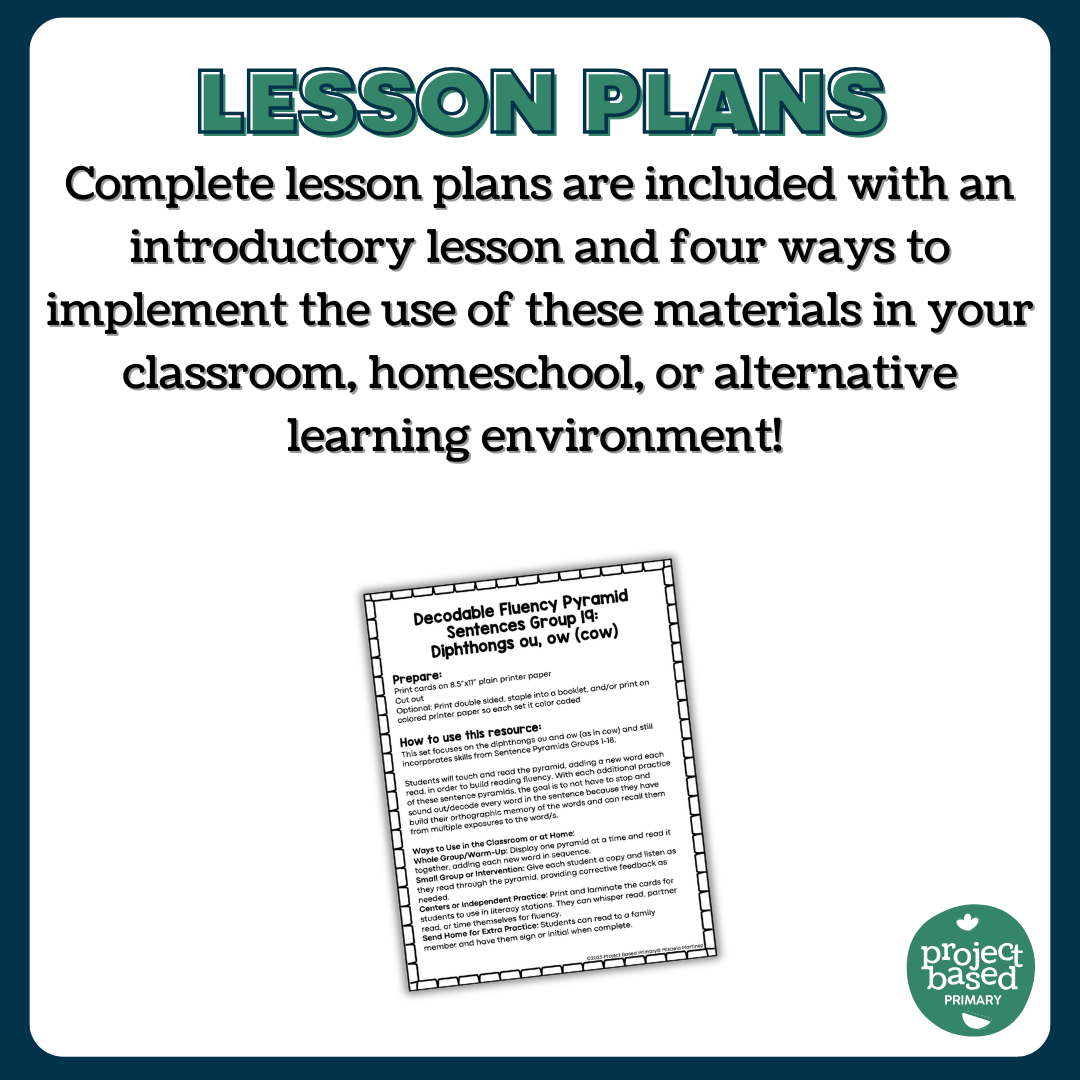 Decodable Sentence Fluency Pyramids Set 19 Diphthongs /ou/ and /ow/