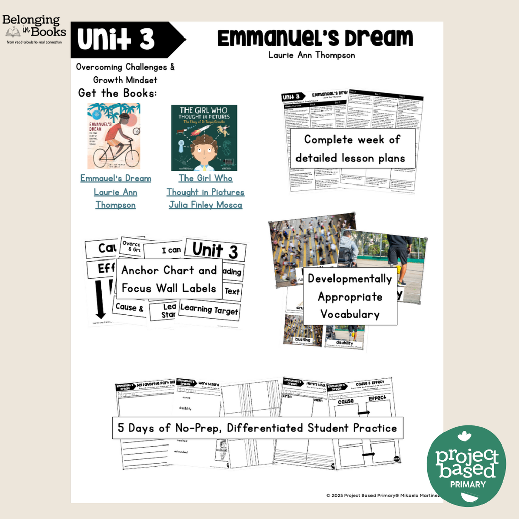Emmanuel's Dream Belonging in Books™ Reading Comprehension Week-Long Unit