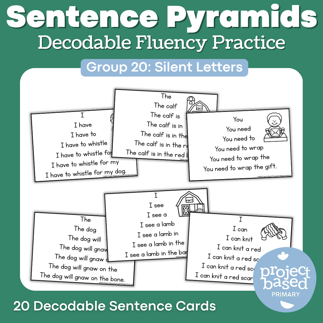 Decodable Sentence Fluency Pyramids Set 20 Silent Letters