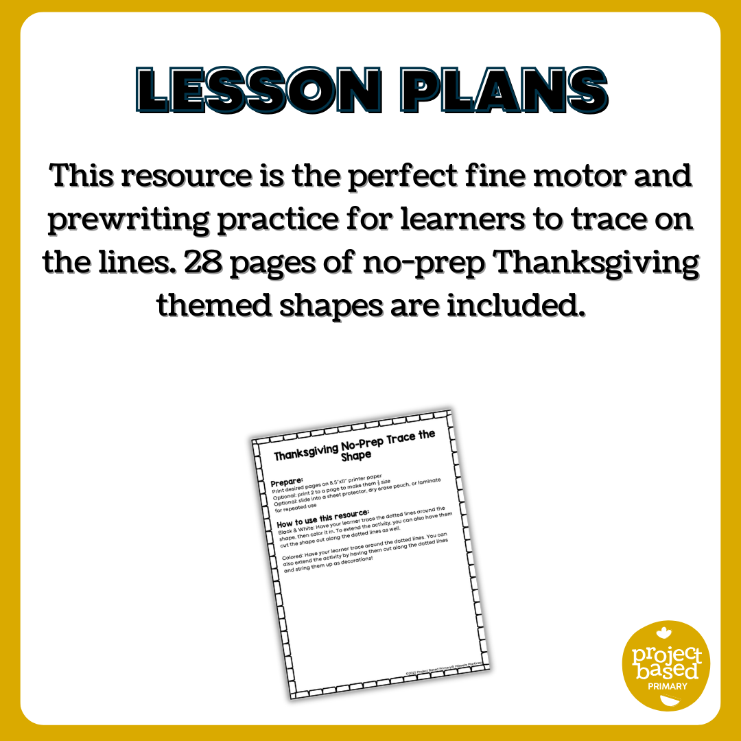 Thanksgiving Trace the Shape No Prep Pack