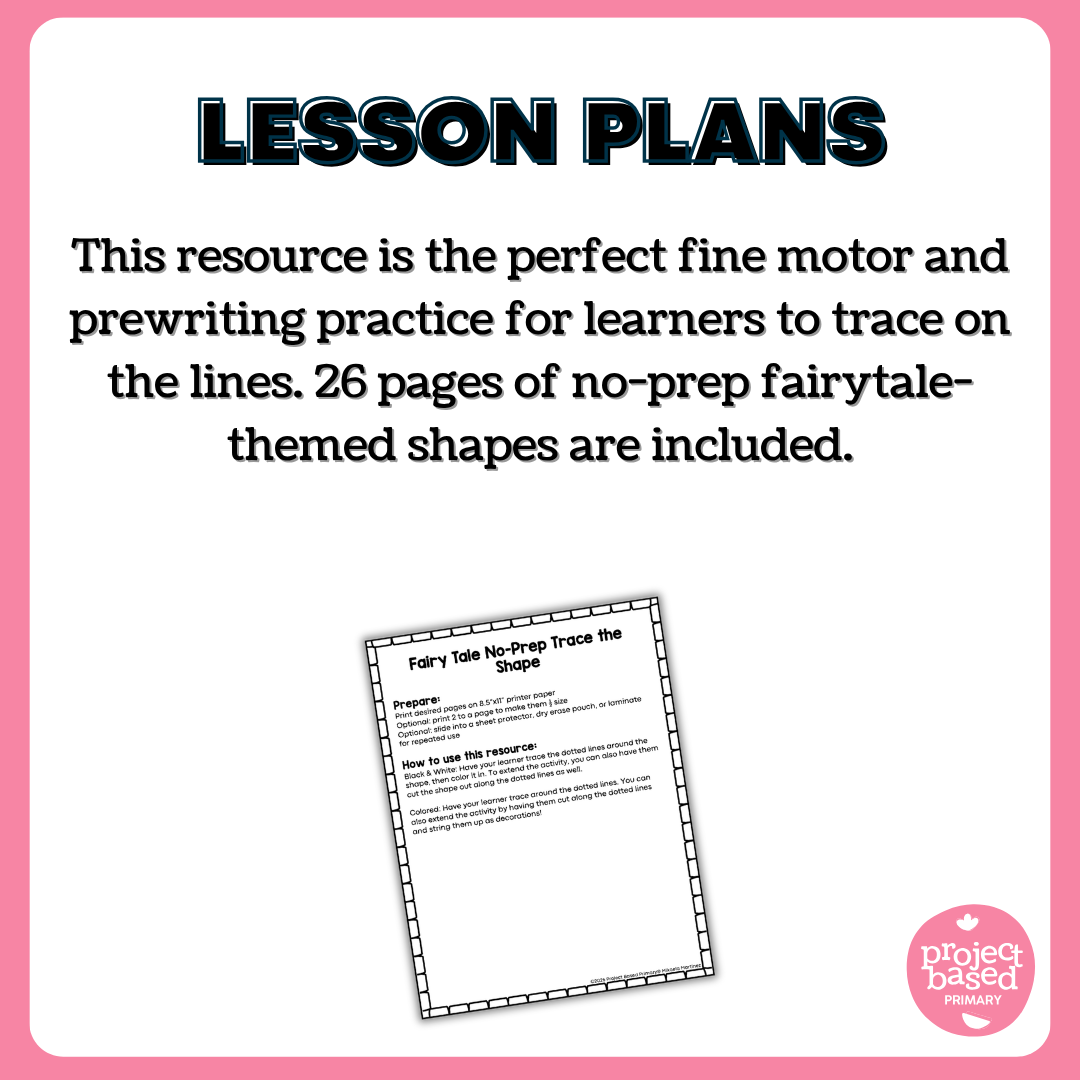Fairytale Trace the Shape No Prep Pack