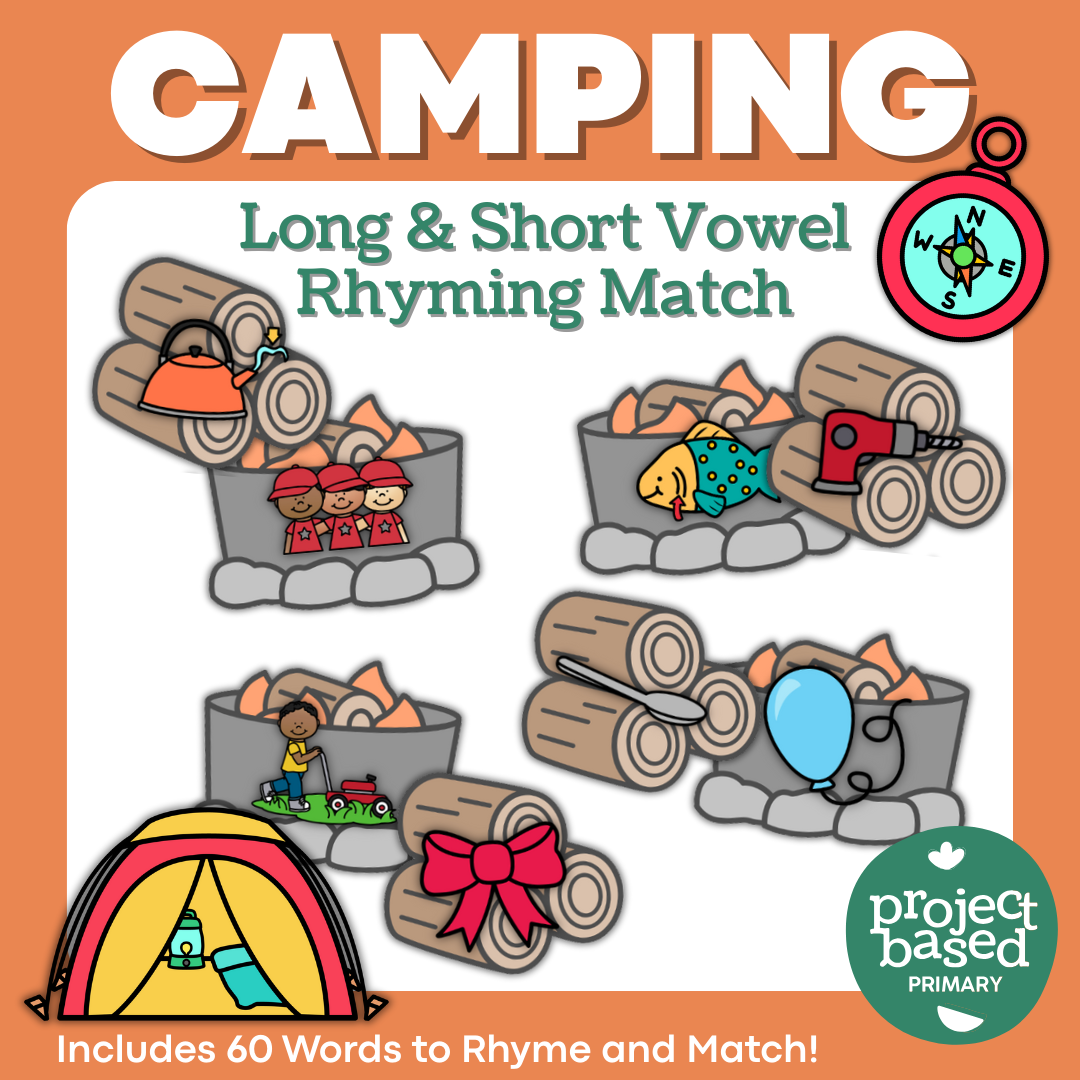 Camping Rhyming Match Long and Short Vowel Word Families