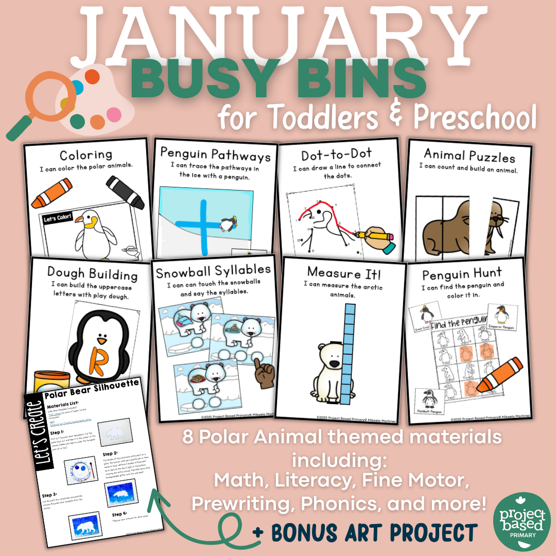 January Busy Bins Toddler - Preschool Low Prep Polar Animal Centers