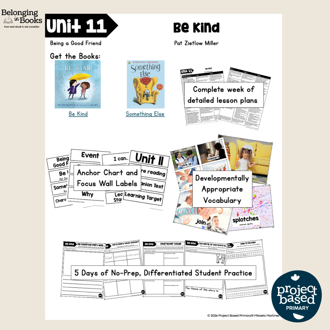 Be Kind Belonging in Books™ Reading Comprehension Week-Long Unit