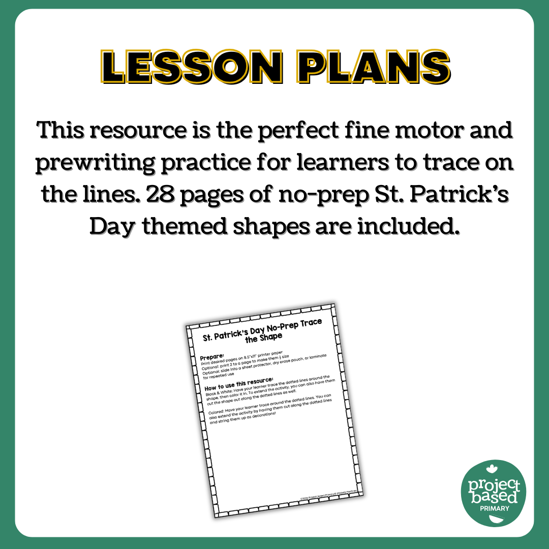 St. Patrick's Day Trace the Shape No Prep Pack