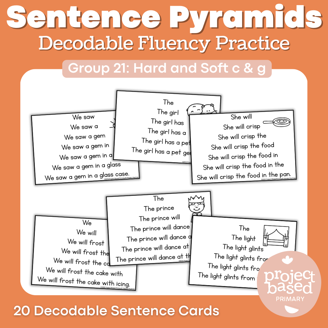 Decodable Sentence Fluency Pyramids Set 21 Hard and Soft C and G