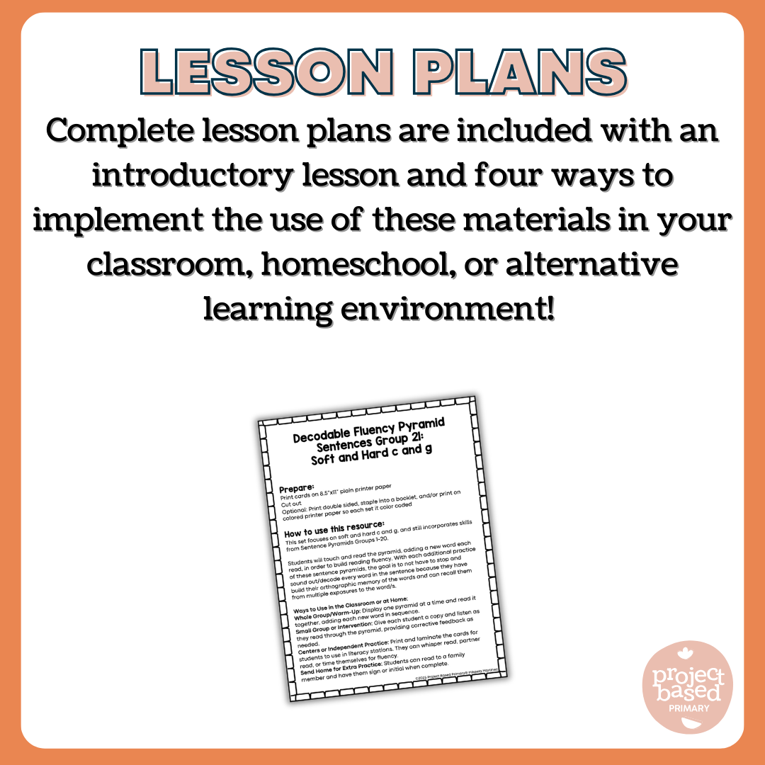 Decodable Sentence Fluency Pyramids Set 21 Hard and Soft C and G