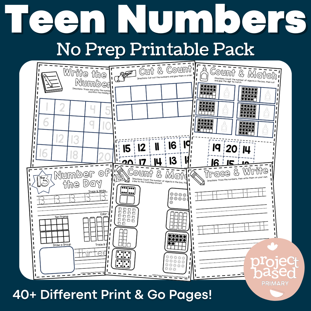 Teen Numbers No Prep Printables Pack