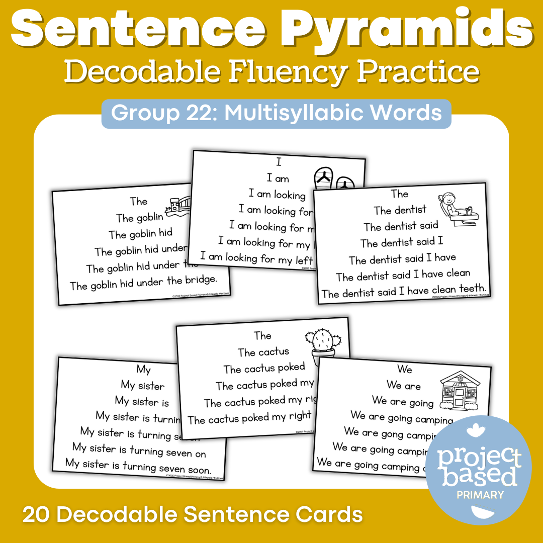 Decodable Sentence Fluency Pyramids Set 22 Multisyllabic Words