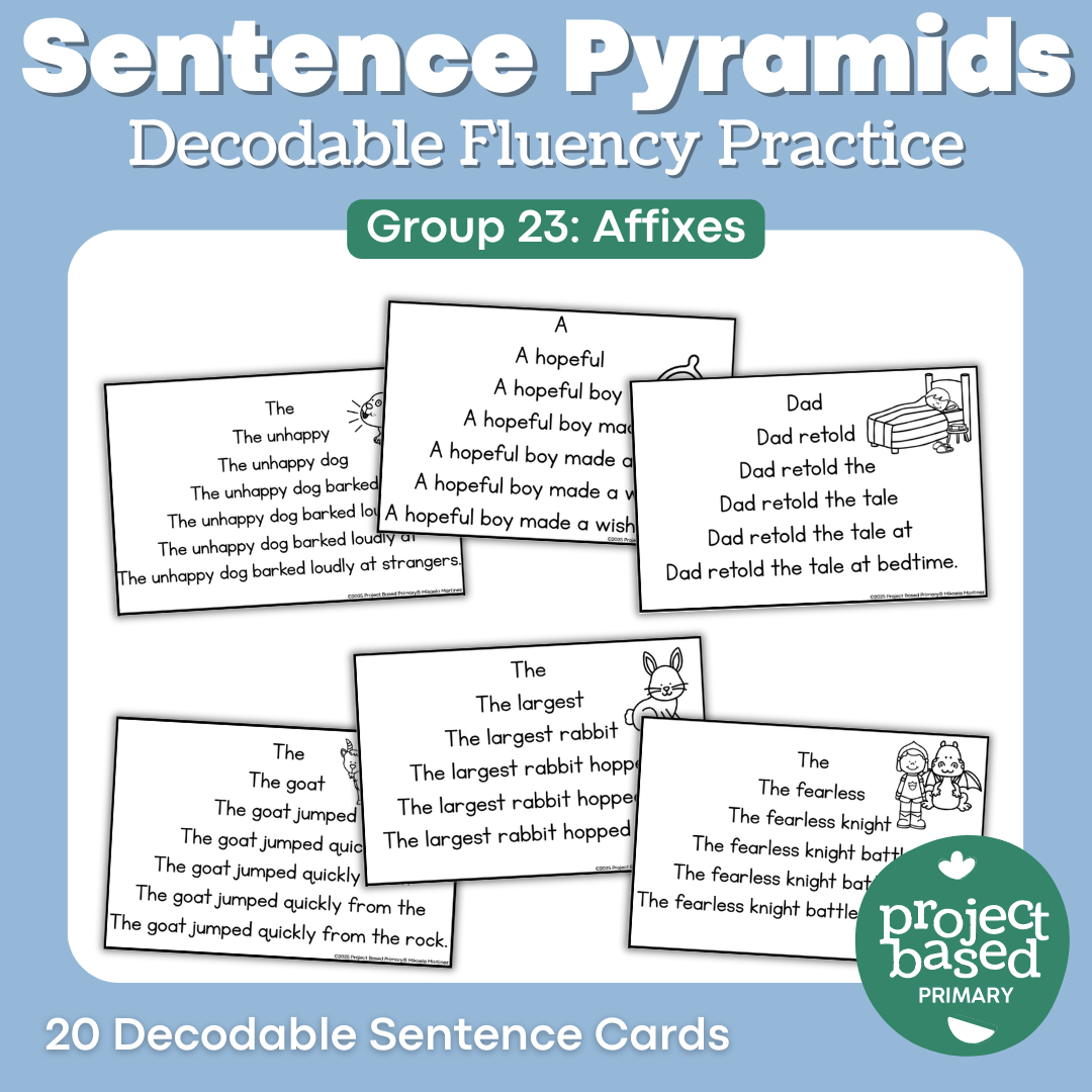 Decodable Sentence Fluency Pyramids Set 23 Affixes