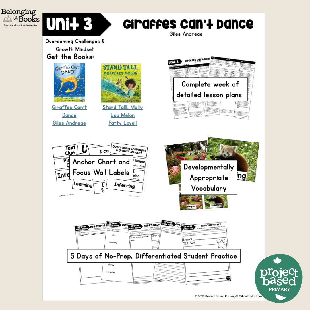 Giraffes Can't Dance Belonging in Books™ Reading Comprehension Week-Long Unit