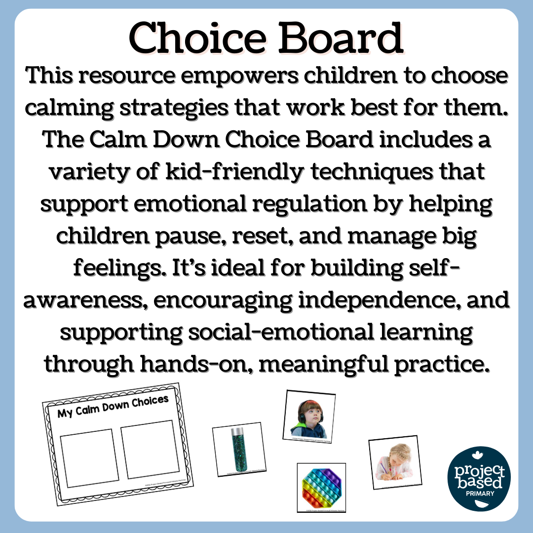 Calm Down Choice Board | Social Emotional Learning