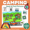 Camping Seek & Find Visual Discrimination Hidden Picture Mats