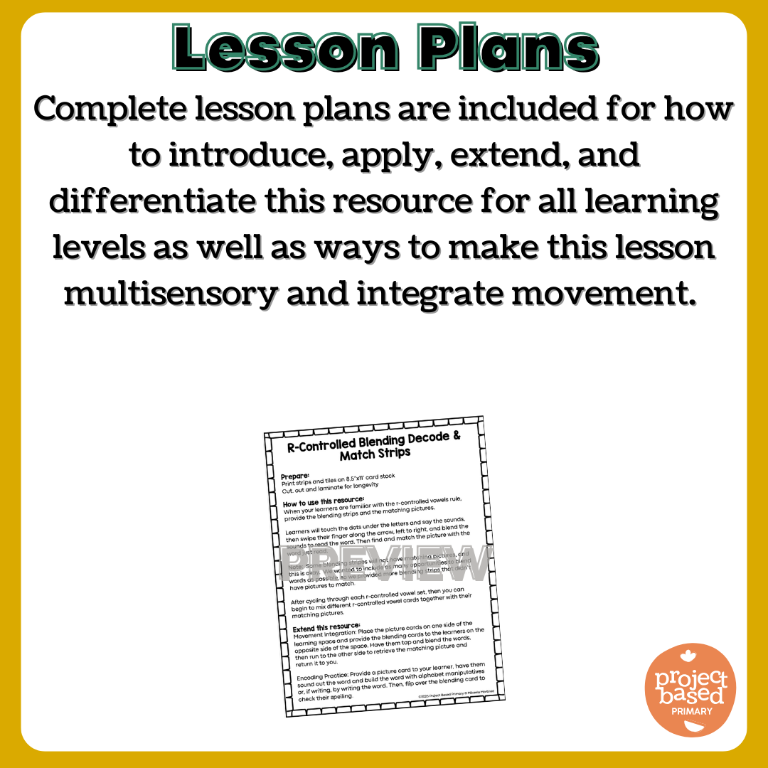 R-Controlled Vowels Blending Decode and Match Strips