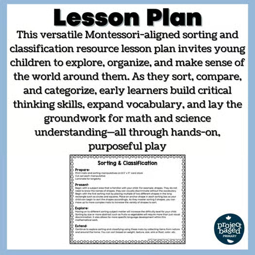 Sorting & Classification Montessori Sorting Mats