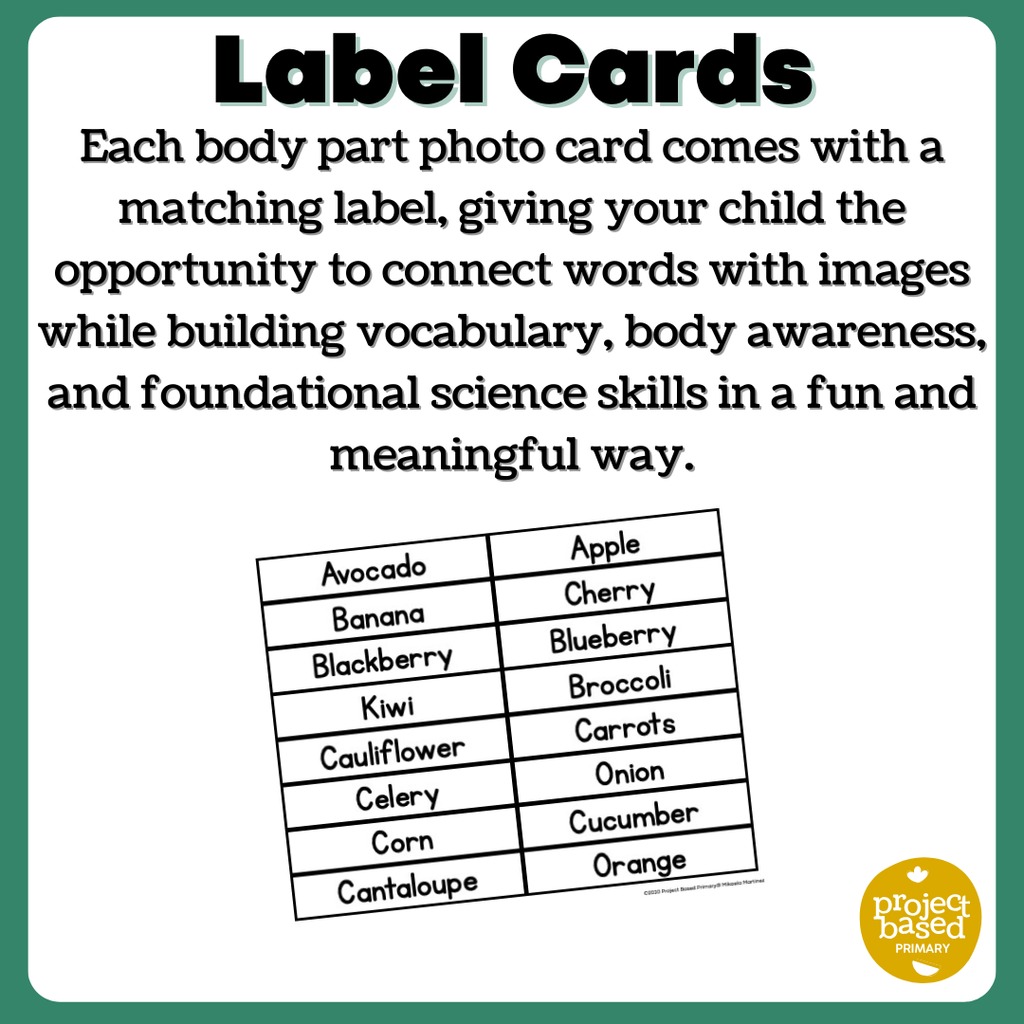 Fruits & Vegetables Matching Cards
