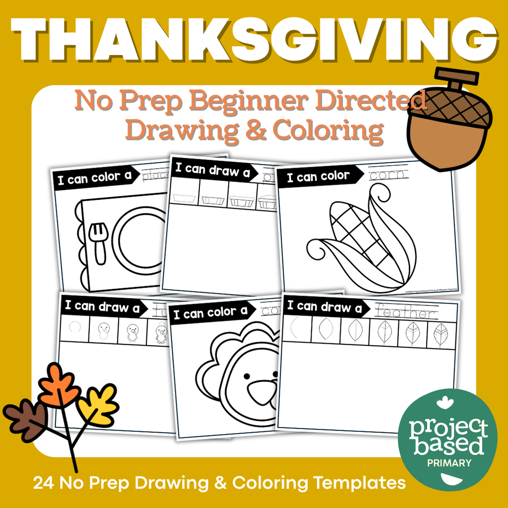 Thanksgiving Beginning Directed Drawing and Coloring