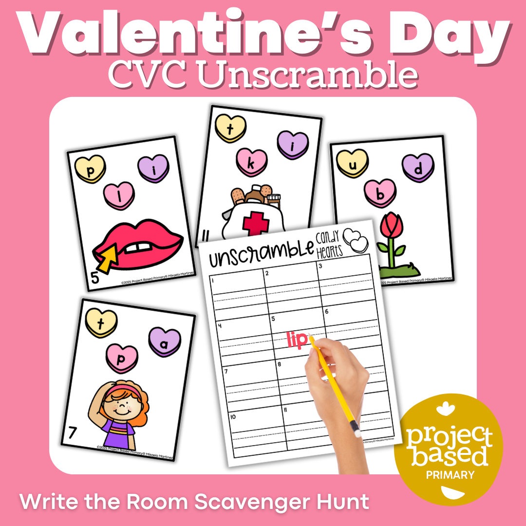Valentine's Day CVC Scramble Write the Room
