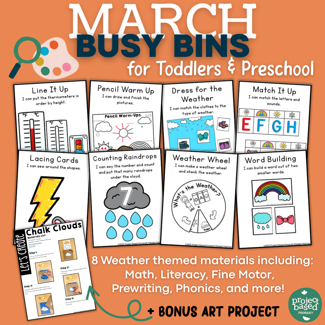 March Busy Bins Toddler - Preschool Low Prep Weather Centers