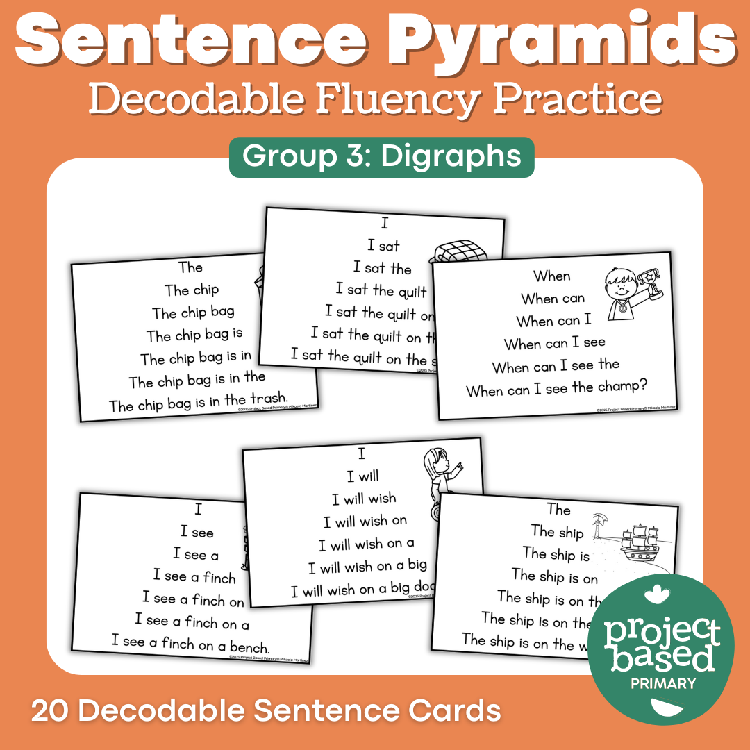 Decodable Sentence Fluency Pyramids Set 3 Digraphs