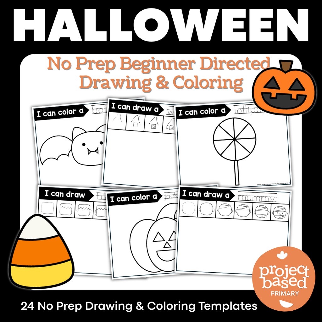 Halloween Beginning Directed Drawing and Coloring