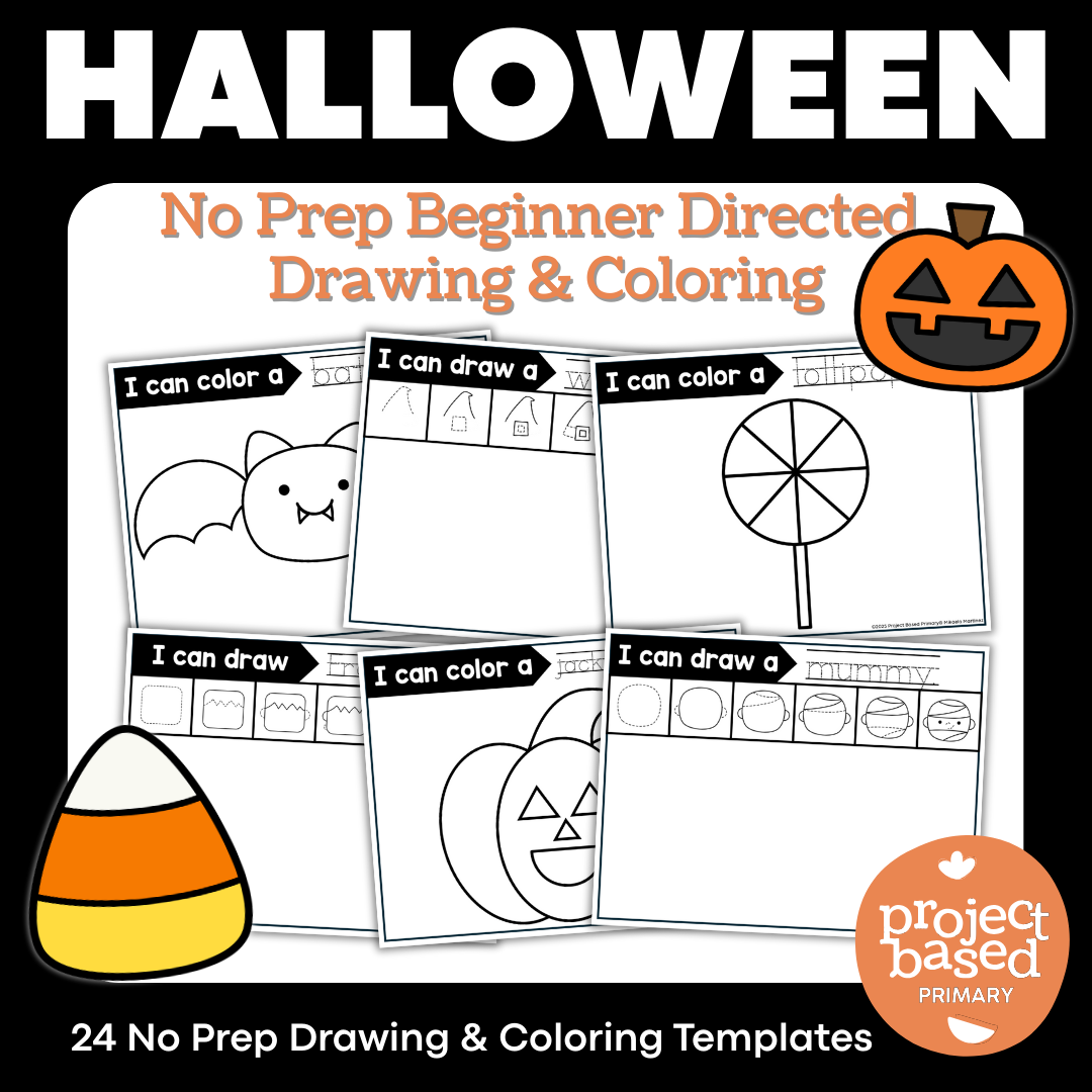 Halloween Beginning Directed Drawing and Coloring