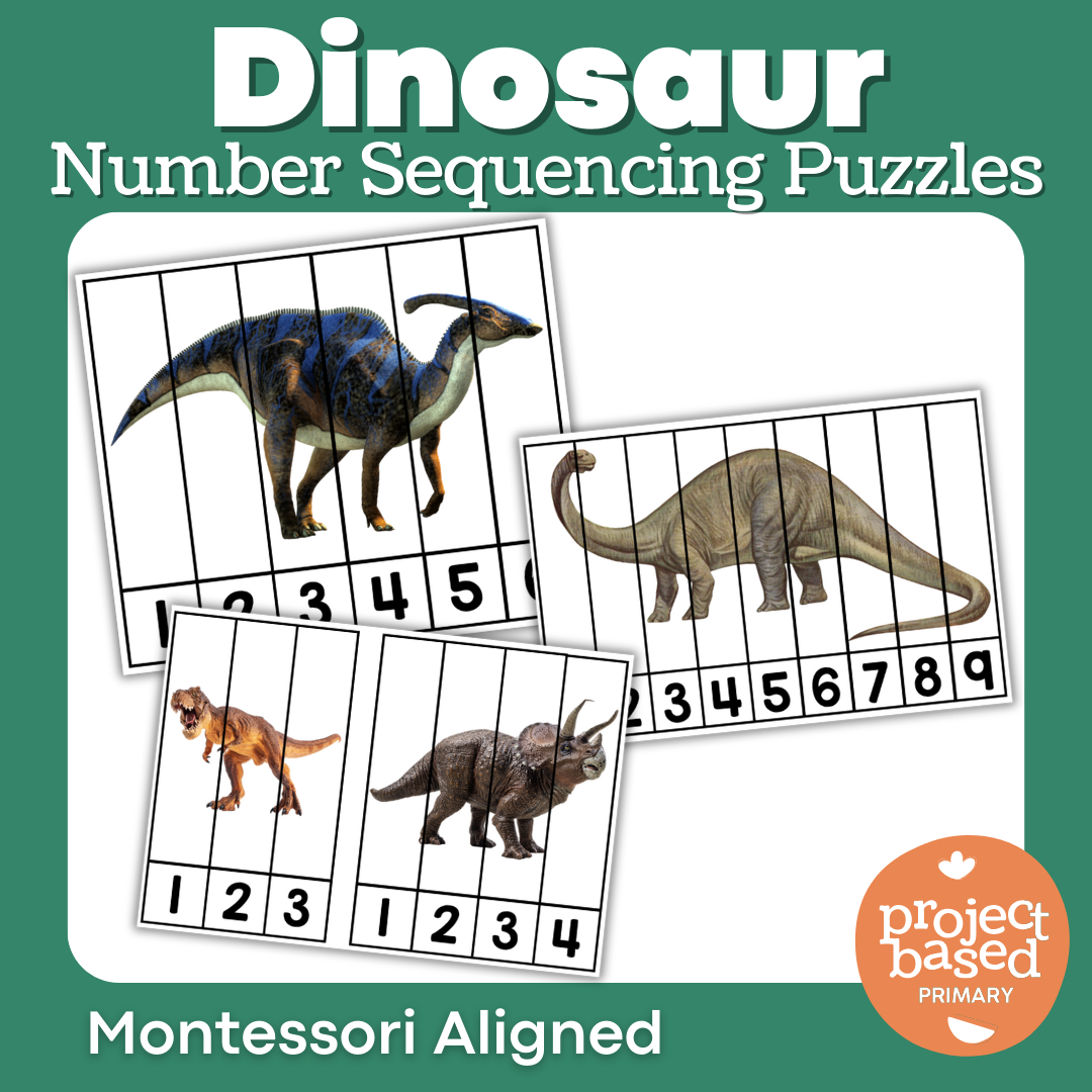 Dinosaur Number Sequencing Puzzles