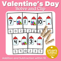 Valentine's Day Addition and Subtraction Clip Cards