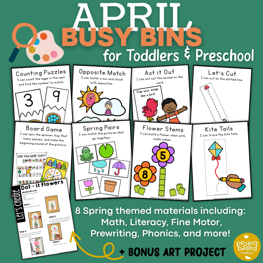 April Busy Bins Toddler - Preschool Low Prep Spring Centers