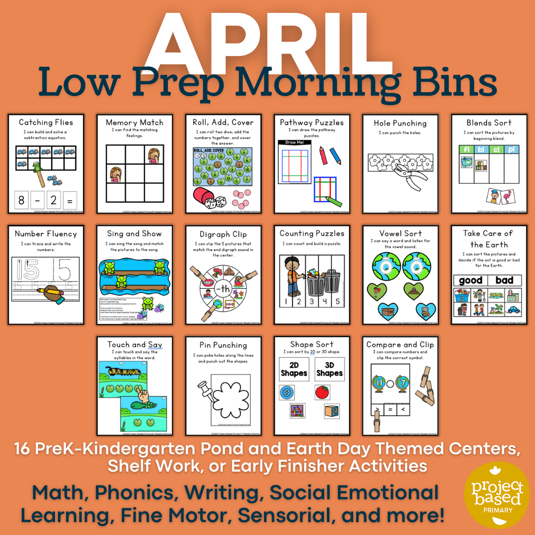 April Low Prep Preschool Kindergarten Morning Bins Shelf Work