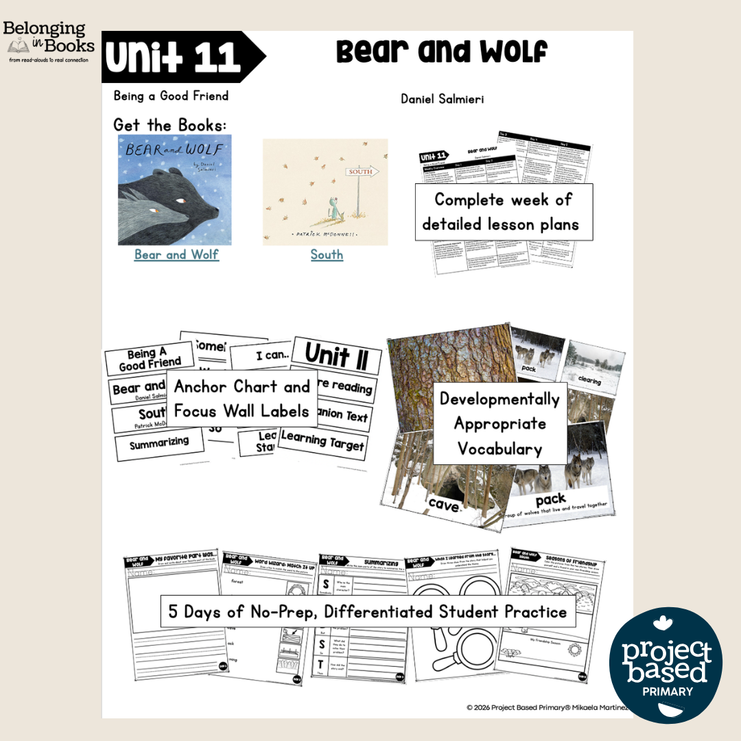 Bear and Wolf Belonging in Books™ Reading Comprehension Week-Long Unit