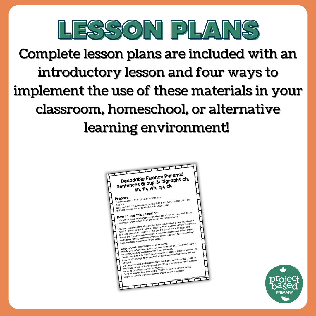 Decodable Sentence Fluency Pyramids Set 3 Digraphs