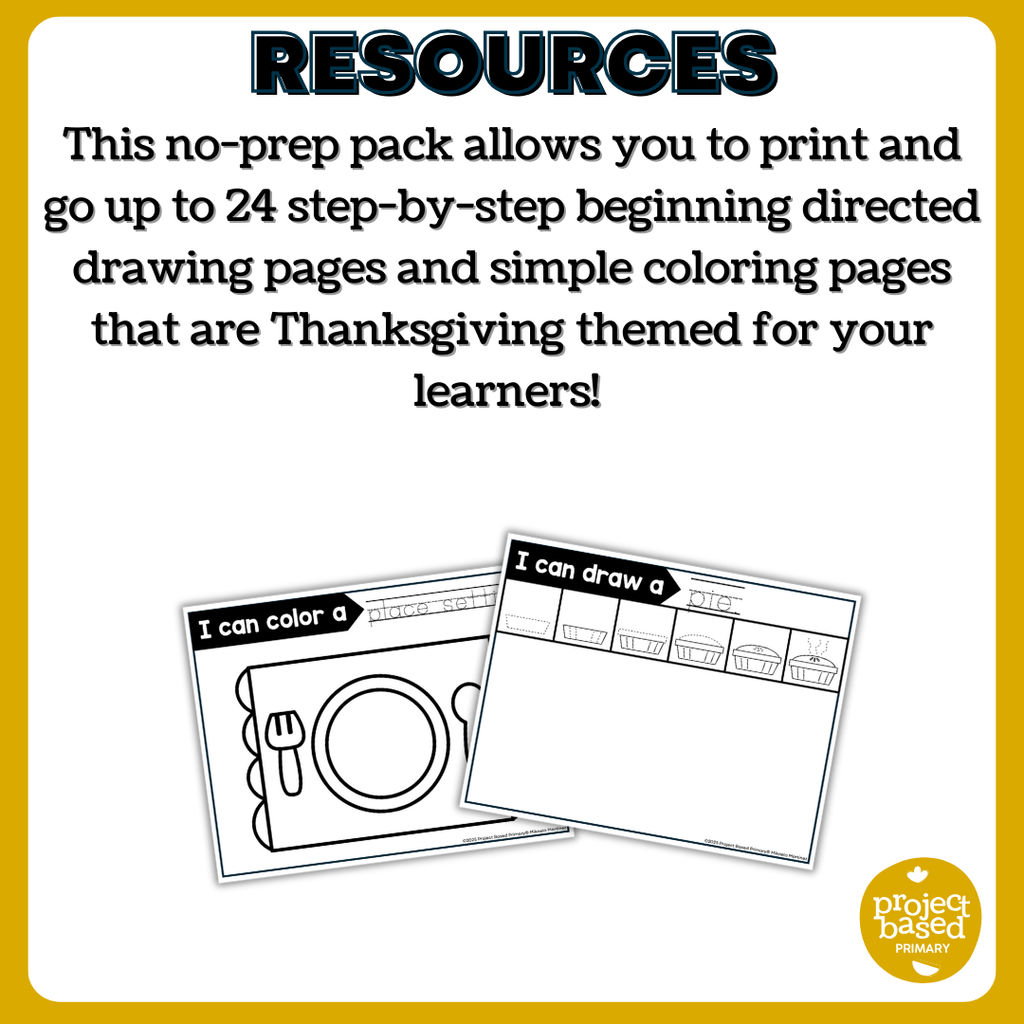 Thanksgiving Beginning Directed Drawing and Coloring