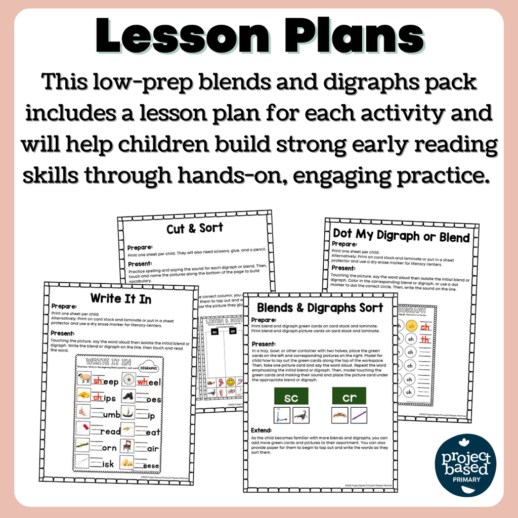 Blends & Digraphs Low Prep Pack – Project Based Primary