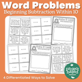 Subtraction Word Problem Task Cards and Draw to Solve