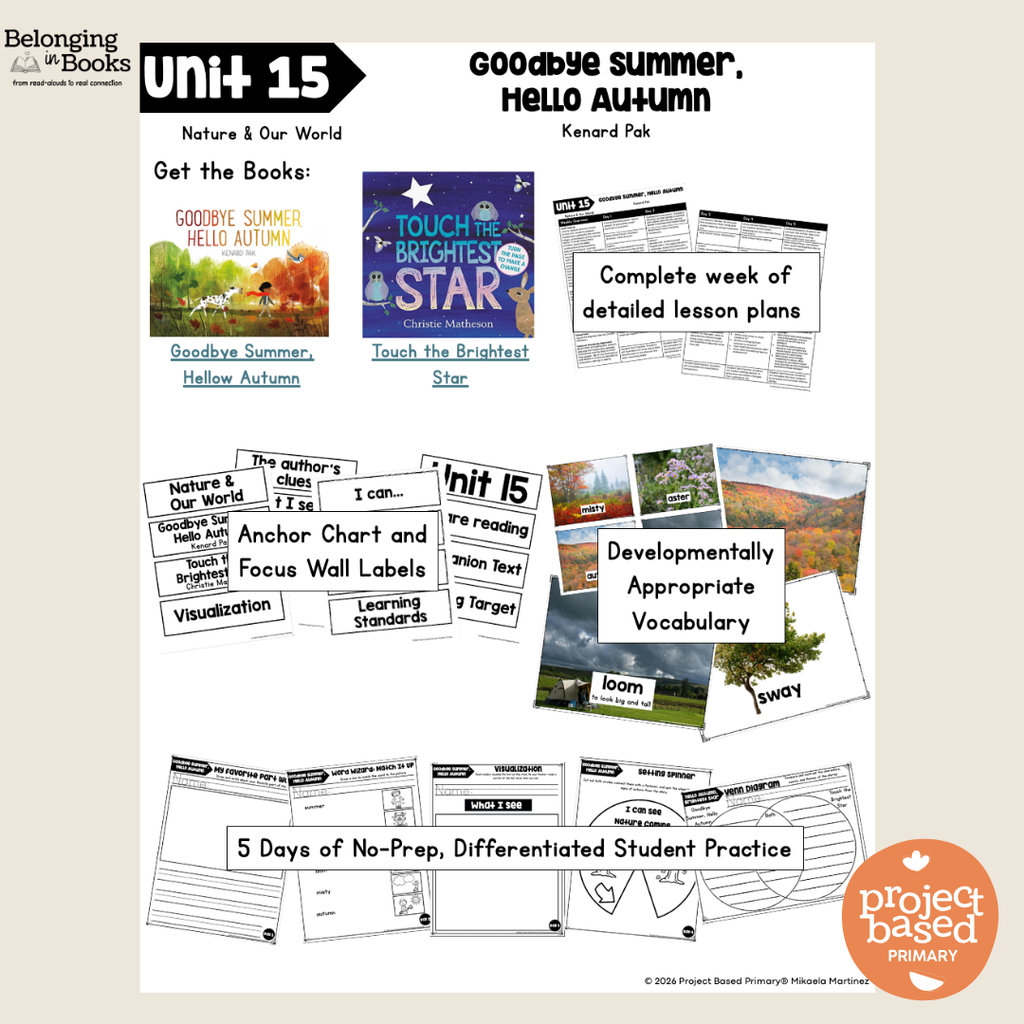 Goodbye Summer, Hello Autumn Belonging in Books™ Reading Comprehension Week-Long Unit