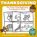 Thanksgiving Vocabulary Books No-Prep and Differentiated
