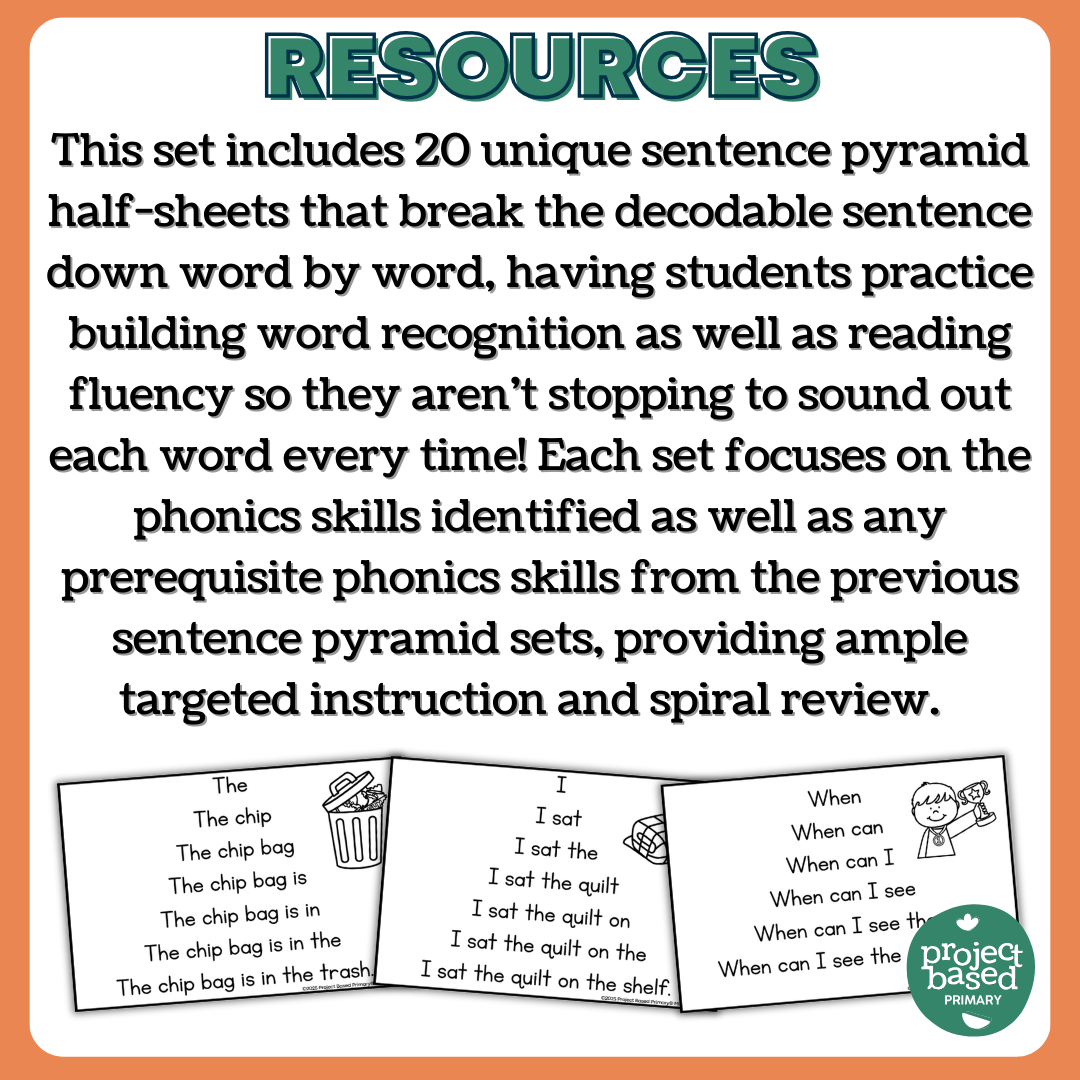 Decodable Sentence Fluency Pyramids Set 3 Digraphs