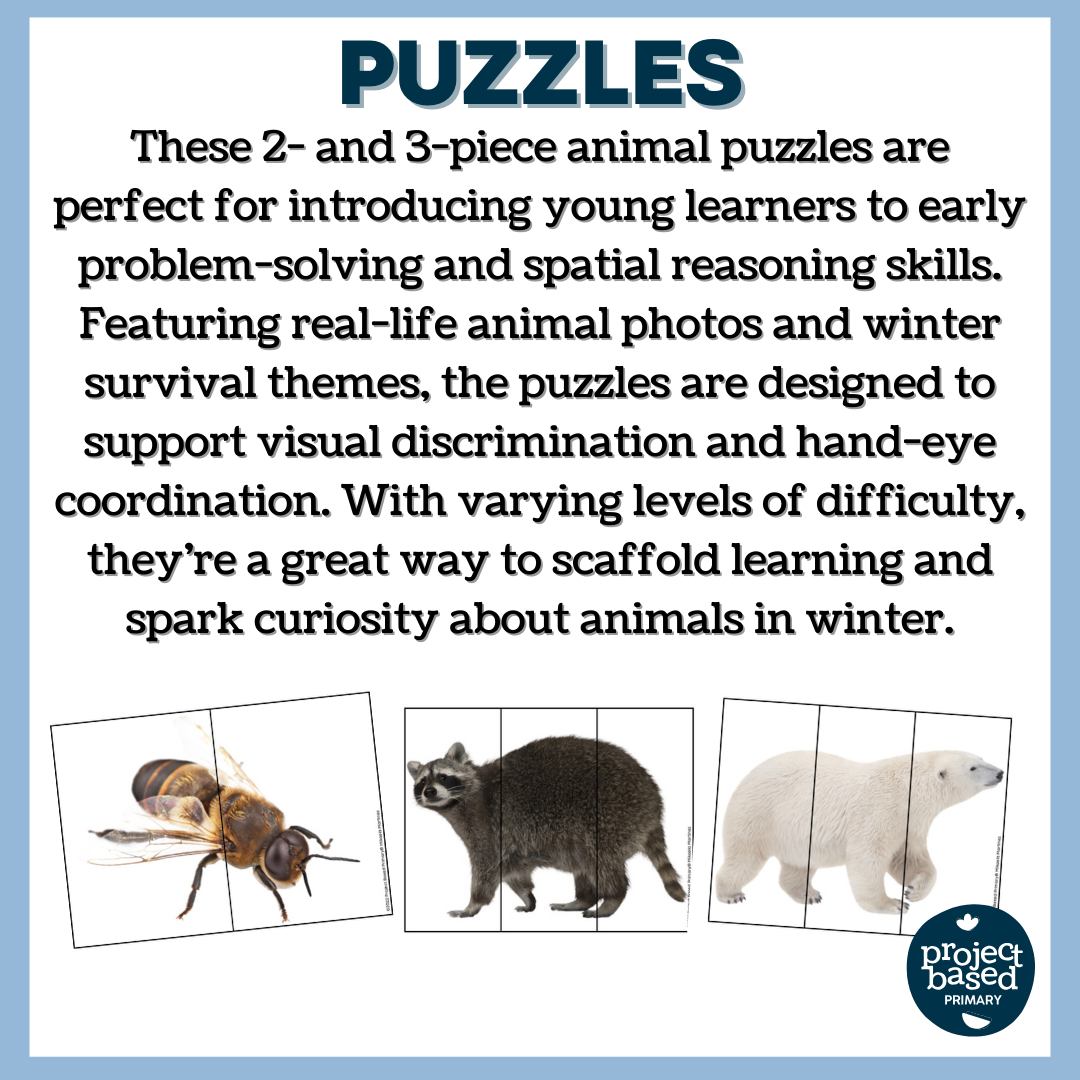 Animals in Winter: 2-Part & 3-Part Puzzles
