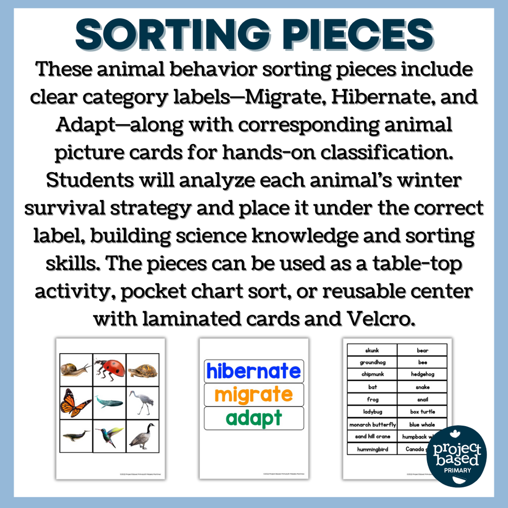 Animals in Winter: Behavior Sort - Hibernate, Migrate, Adapt