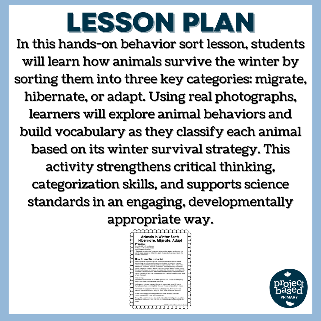 Animals in Winter: Behavior Sort - Hibernate, Migrate, Adapt