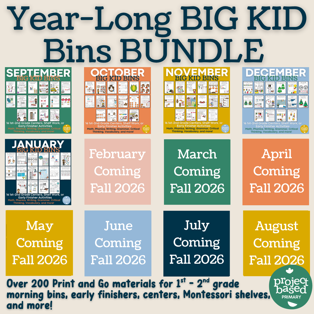 Year Long 1st-2nd Grade Big Kid Bins BUNDLE