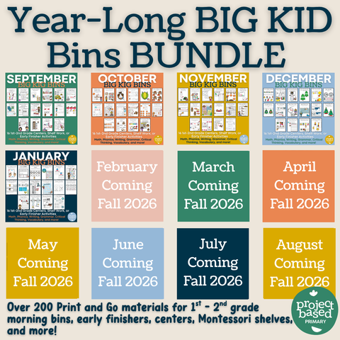 Year Long 1st-2nd Grade Big Kid Bins BUNDLE