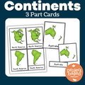 Continents 3 Part Cards