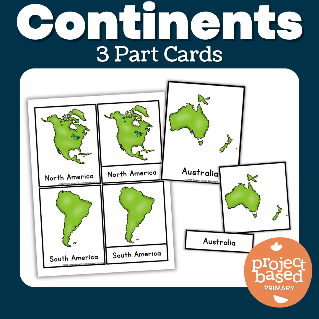 Continents 3 Part Cards