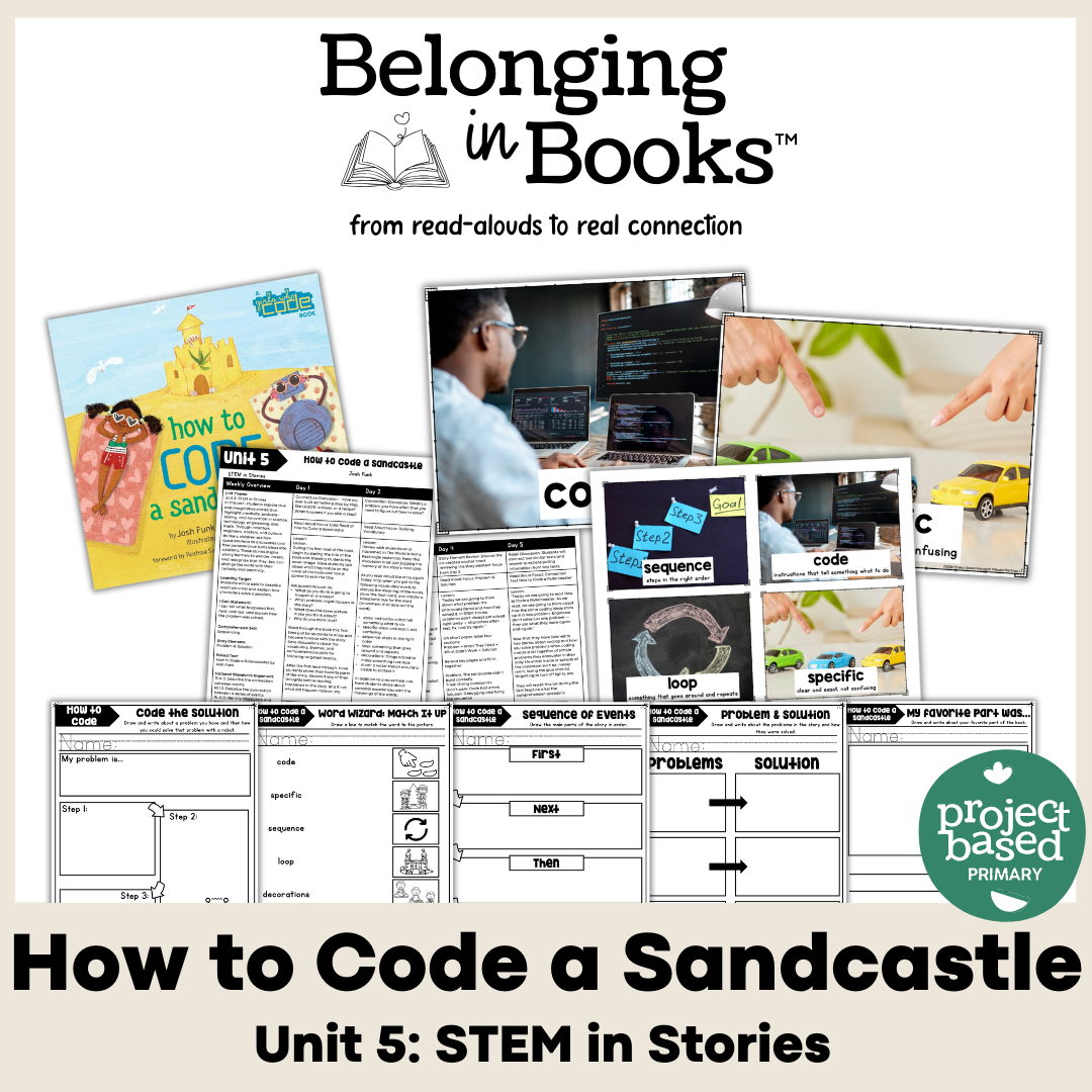 How to Code a Sandcastle Belonging in Books™ Reading Comprehension Week-Long Unit