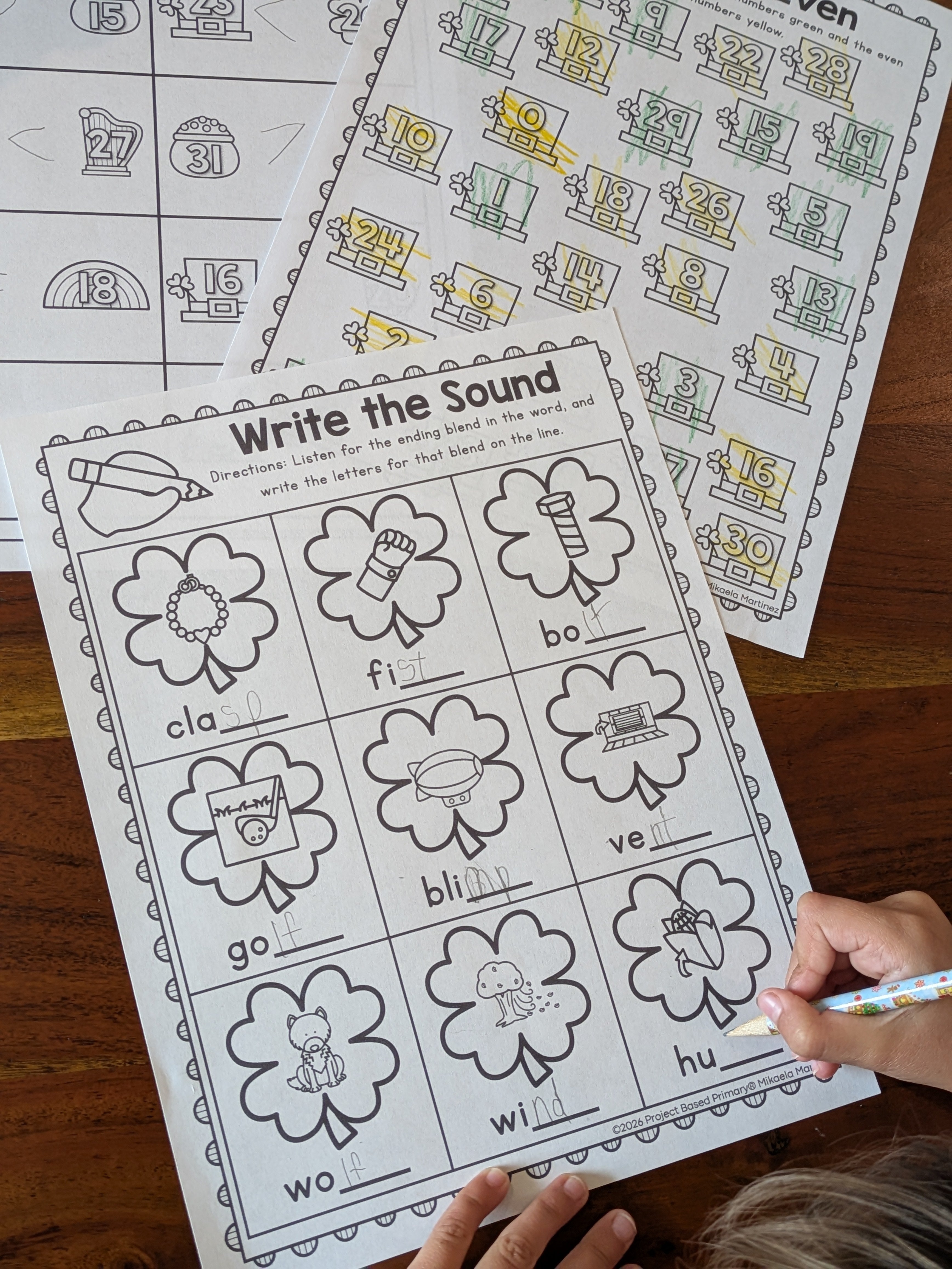 St. Patrick's Day No-Prep Activity Pack Fine Motor, Handwriting, Phonics, and Math