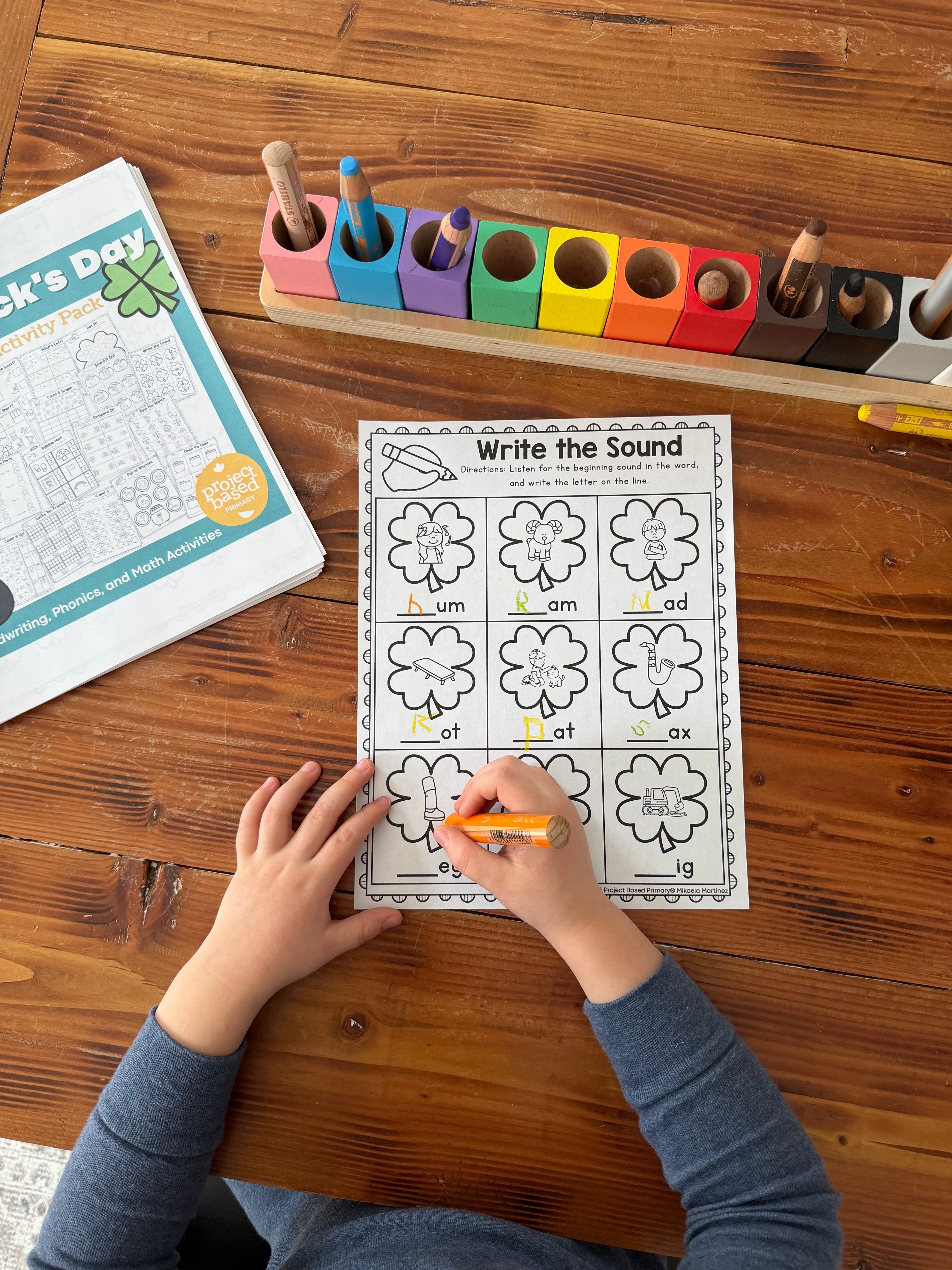St. Patrick's Day No-Prep Activity Pack Fine Motor, Handwriting, Phonics, and Math