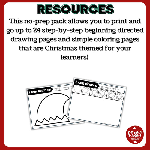 Christmas Beginning Directed Drawing and Coloring