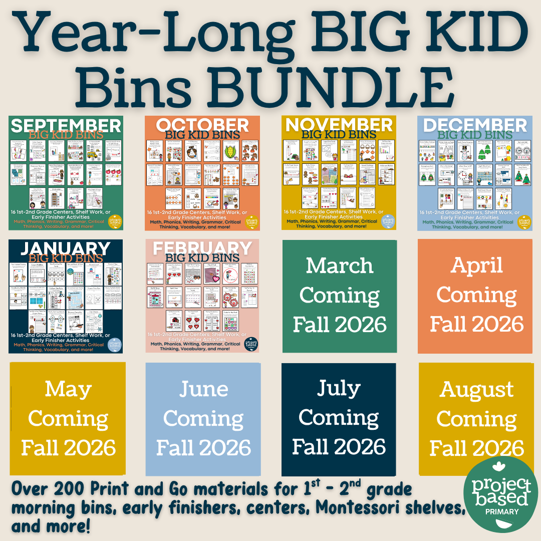 Year Long 1st-2nd Grade Big Kid Bins BUNDLE